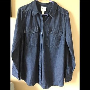 Maternity Led Luxe Essentials Denim Blouse.